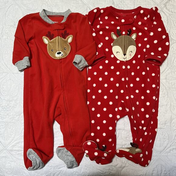 Carter's Fleece Reindeer PJs Size 6m - Picture 3 of 5